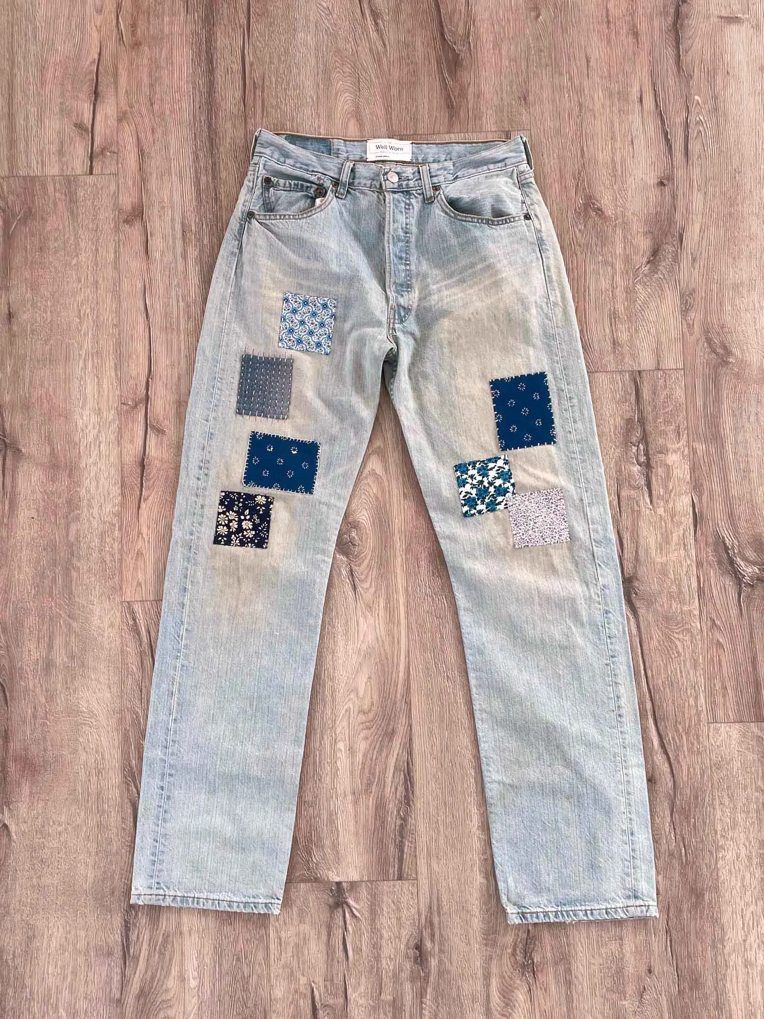 #15 Liberty print patched Vintage Denim 31"