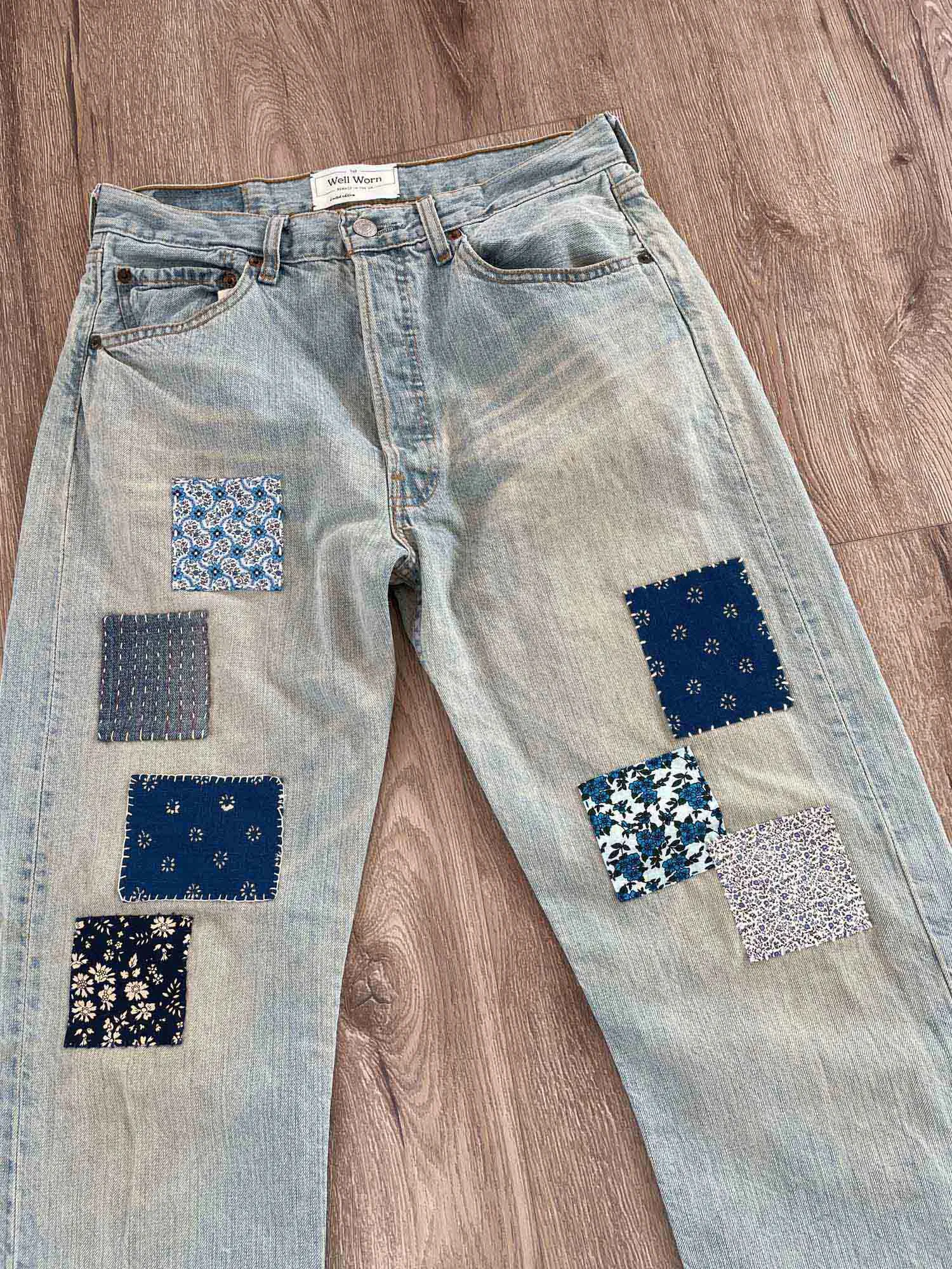 #15 Liberty print patched Vintage Denim 31"