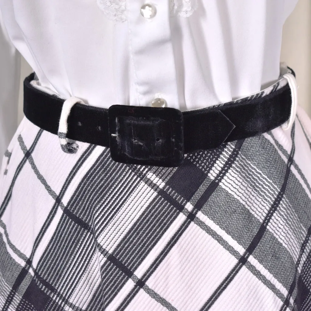 1960s Black Plaid Maxi Skirt