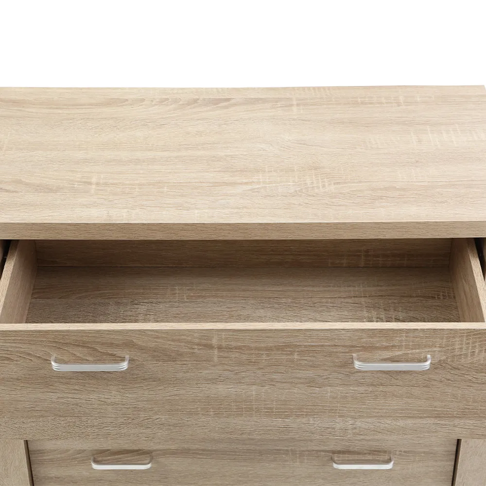 5 Spacious Drawers Tallboy, Oak Finish, Artiss MAXI