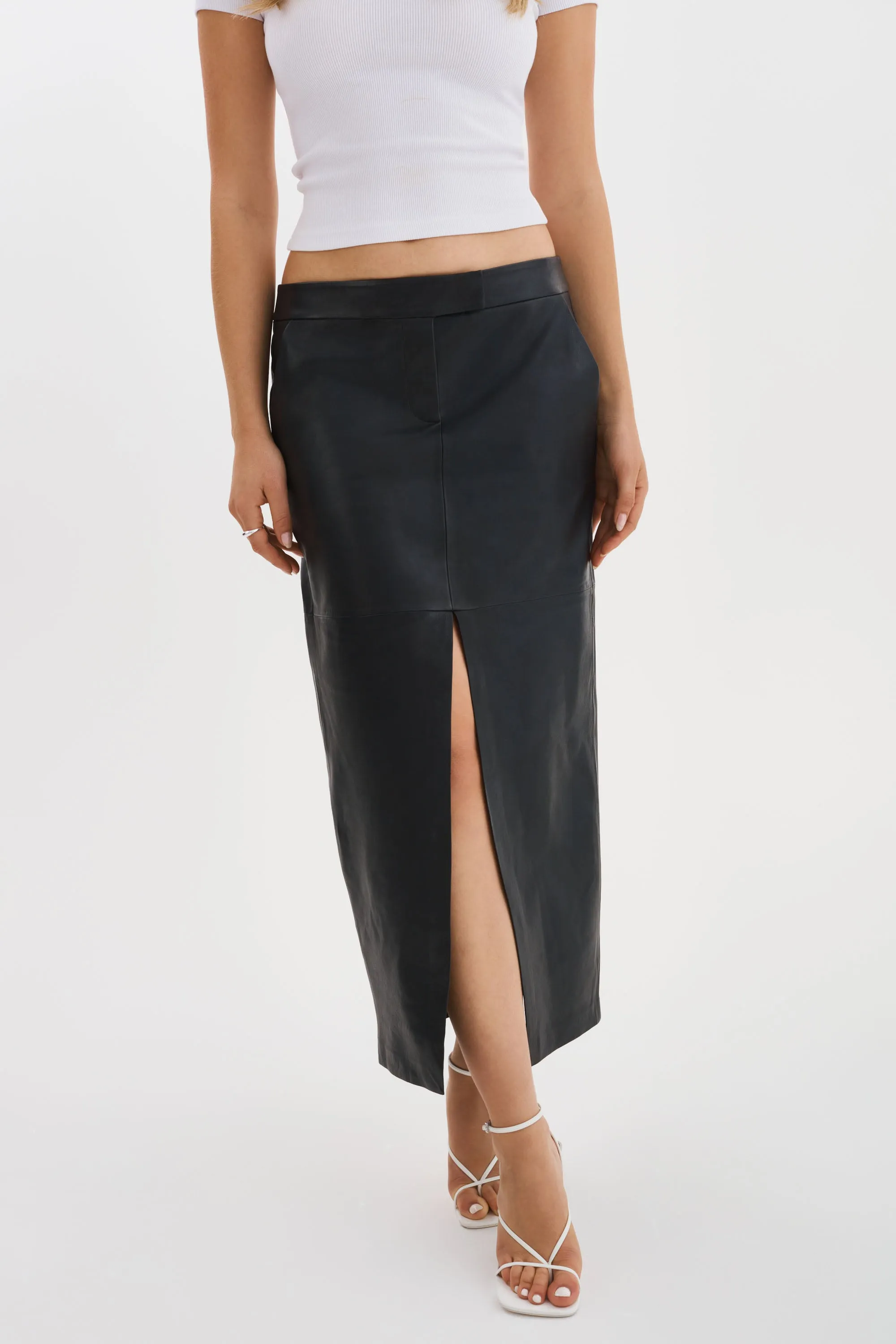 ABIA | Low Waist Leather Maxi Skirt