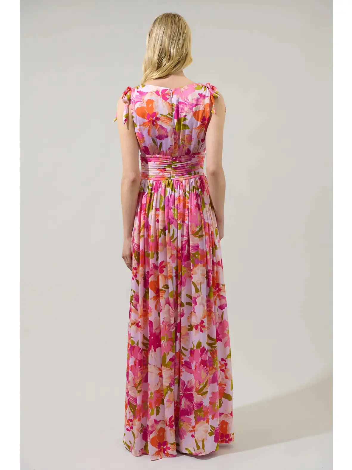 Abigal Floral Descanso Pleated Maxi Dress