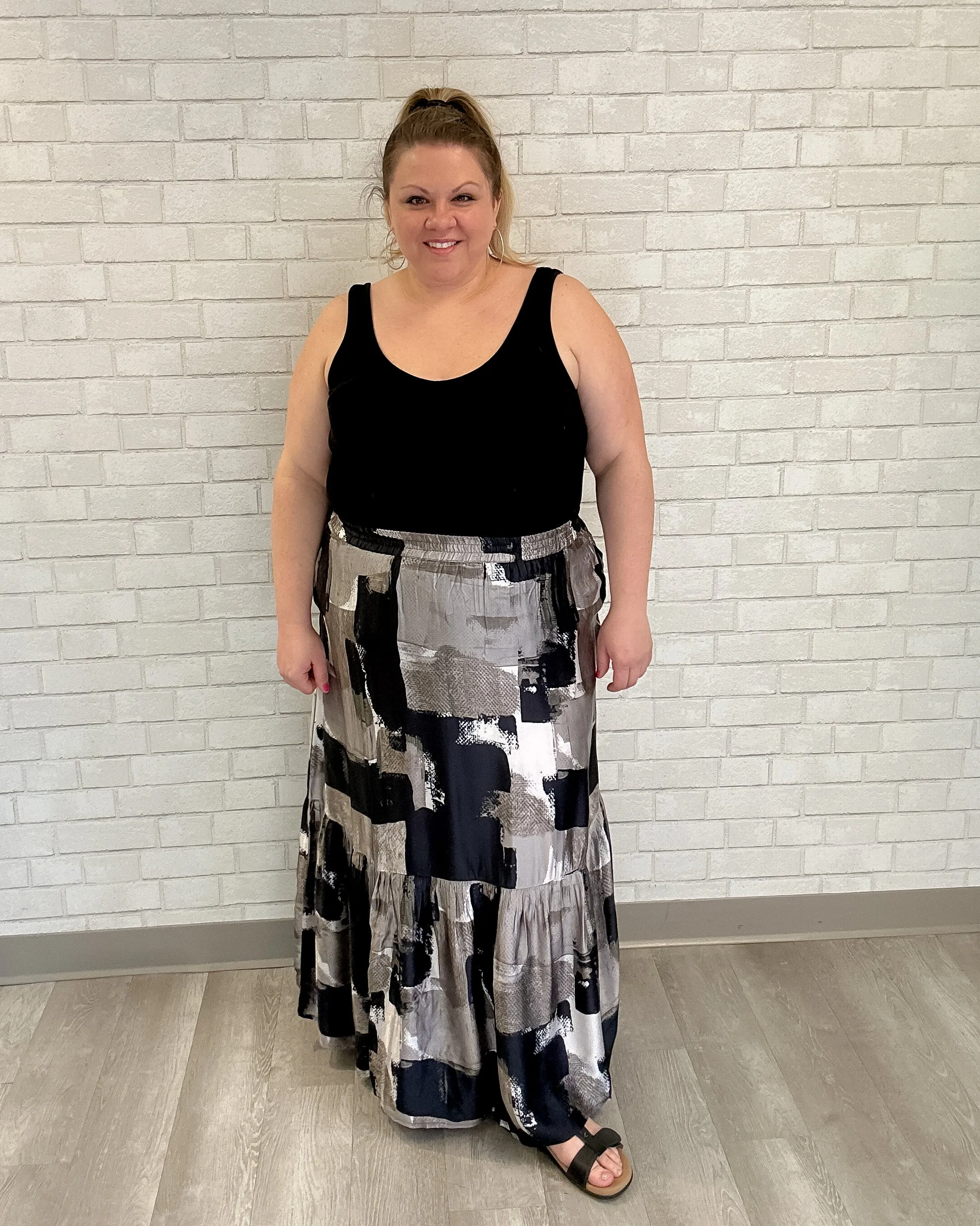 Abstract Greyscale Skirt