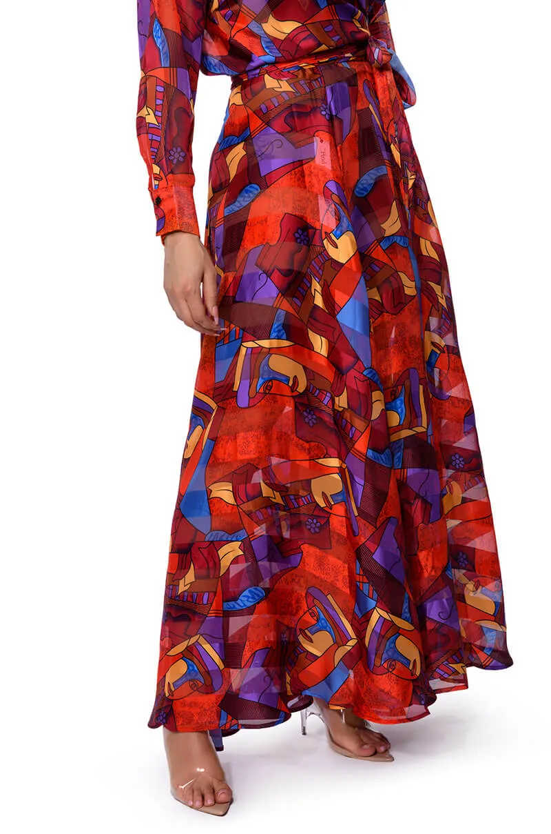 AESTHETIC SCARF PRINT MAXI SKIRT