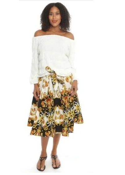 African Print Midi Skirt