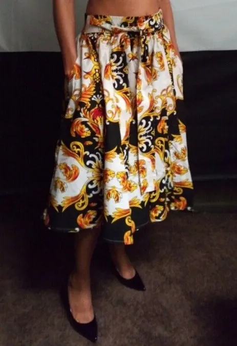 African Print Midi Skirt