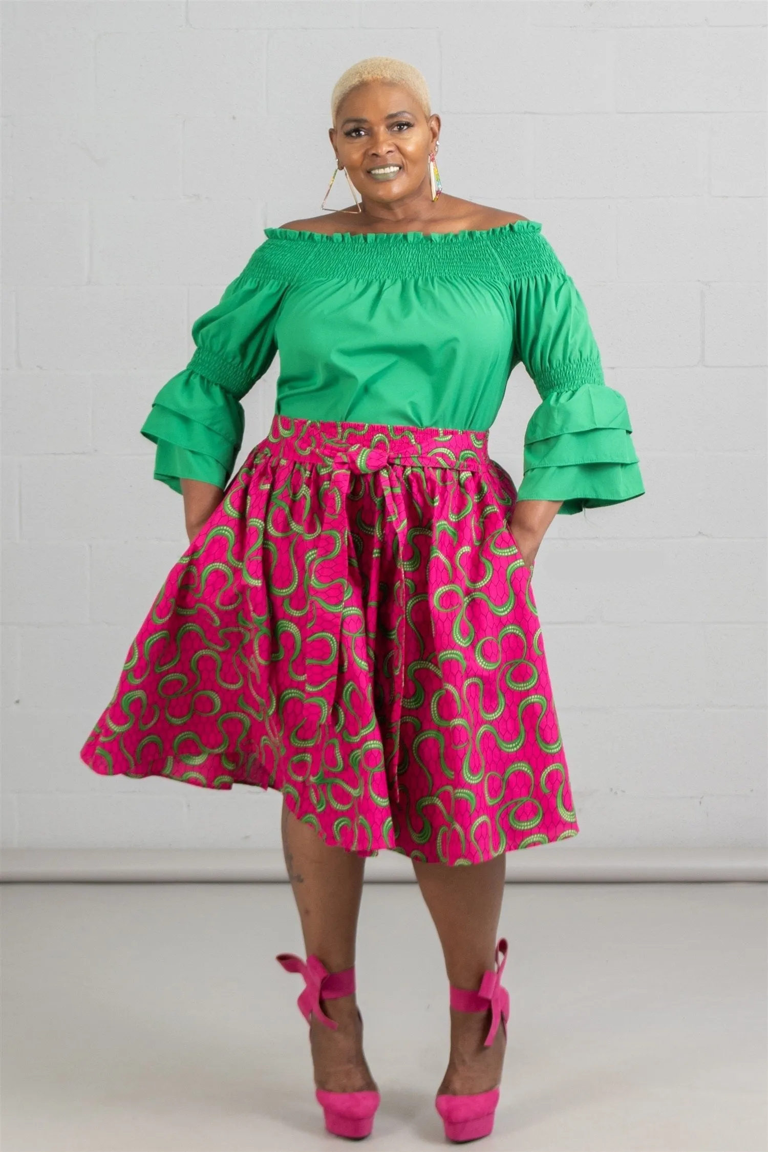 African Print Midi Skirt