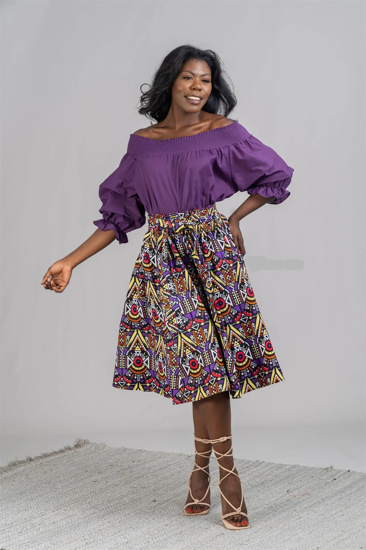 African Print Midi Skirt