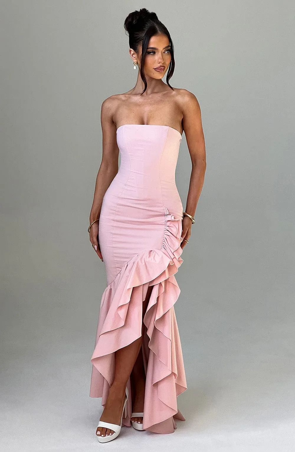 Angelina Maxi Graceful Dress - Blush