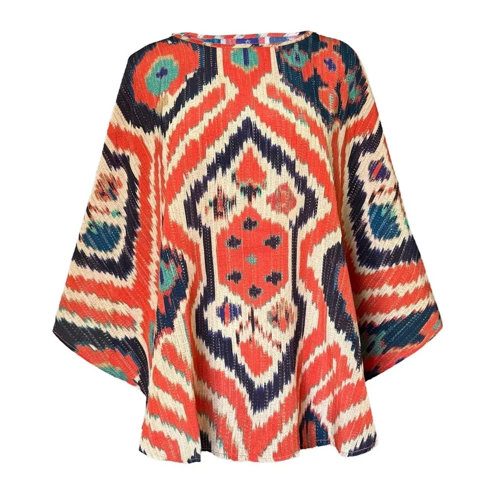 Angelo Tangelo Ikat Italian Silk Poncho