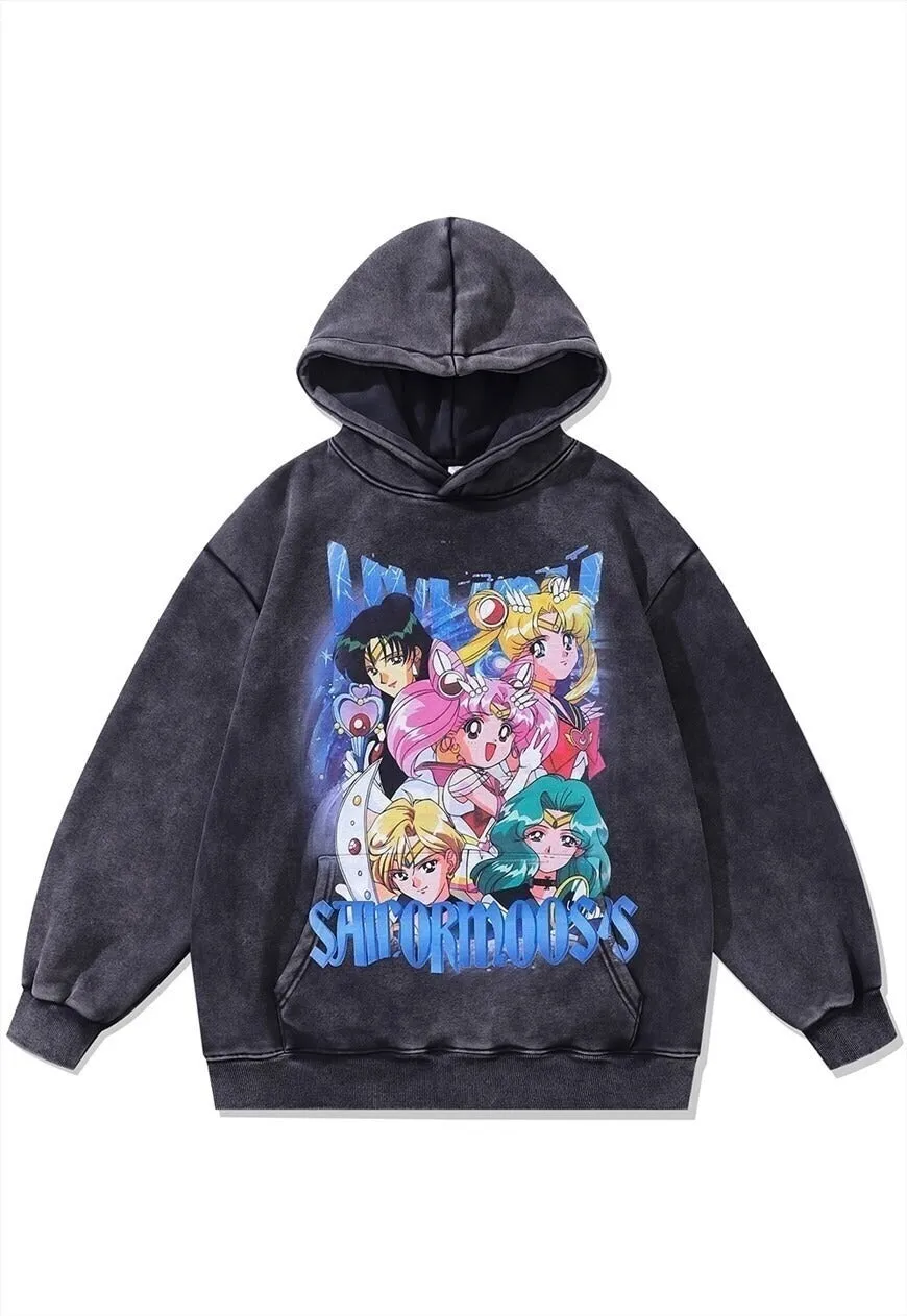 Anime hoodie movie pullover cartoon jumper grey