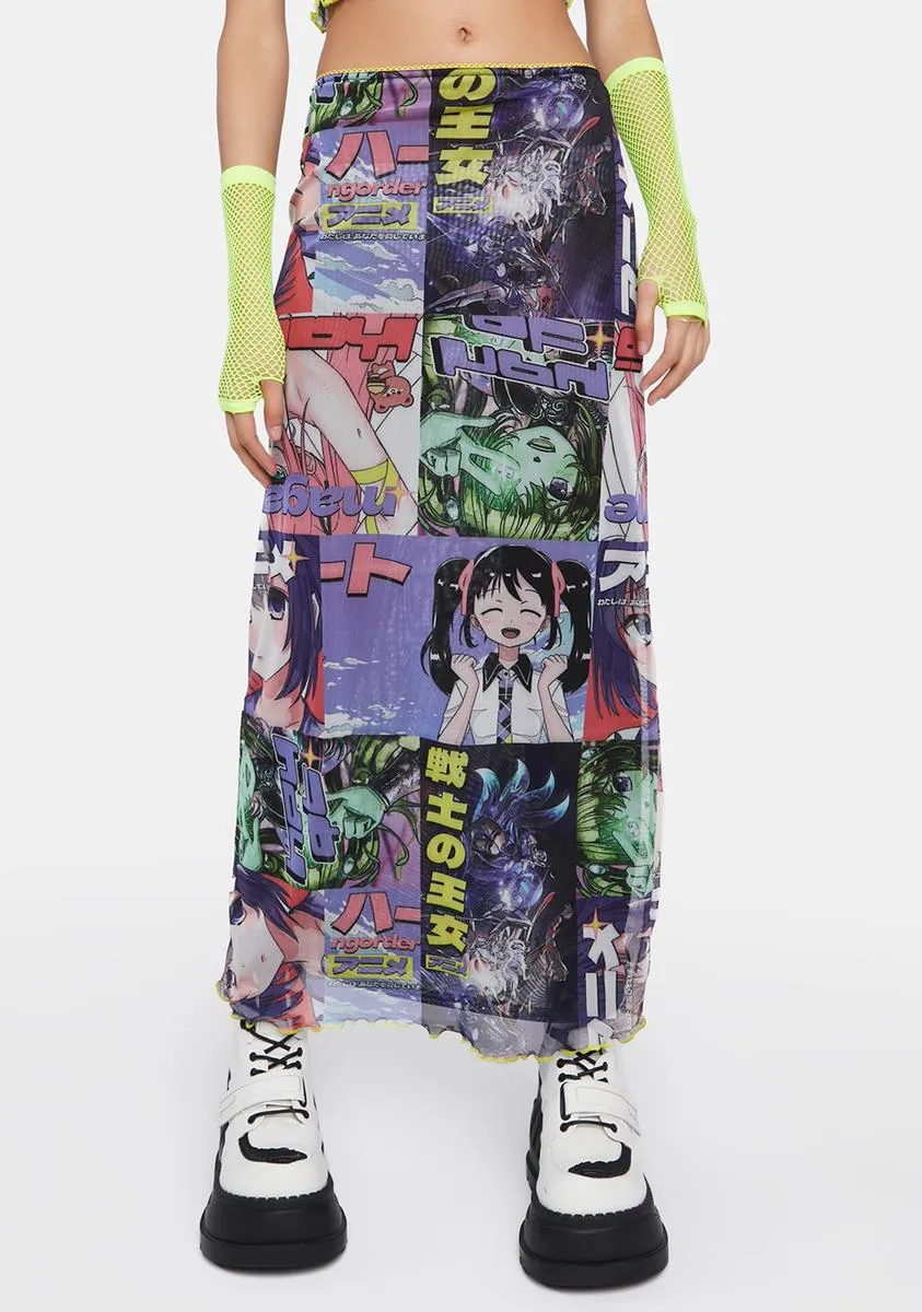 Anime Mesh Maxi Skirt