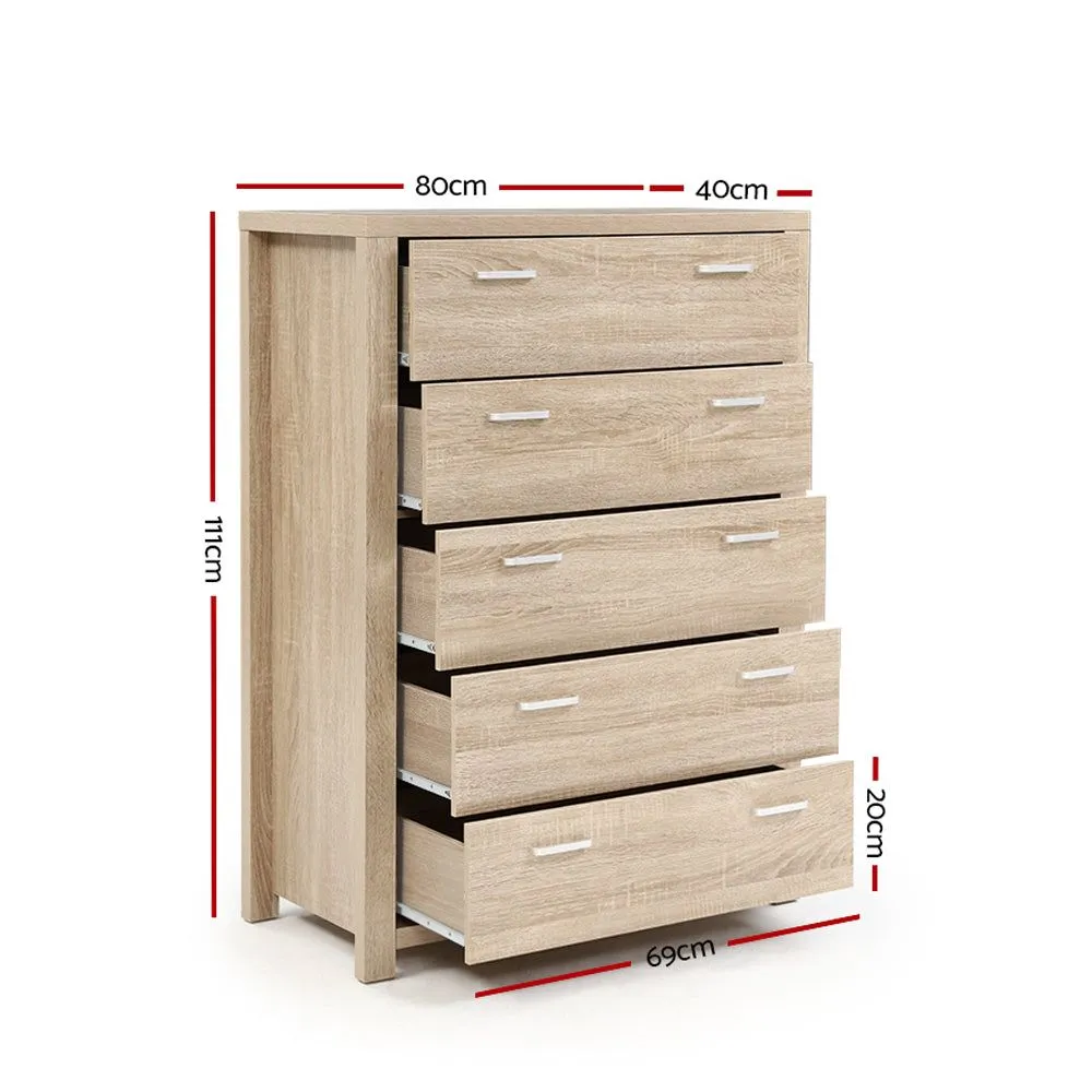 Artiss 5 Chest of Drawers - MAXI Pine