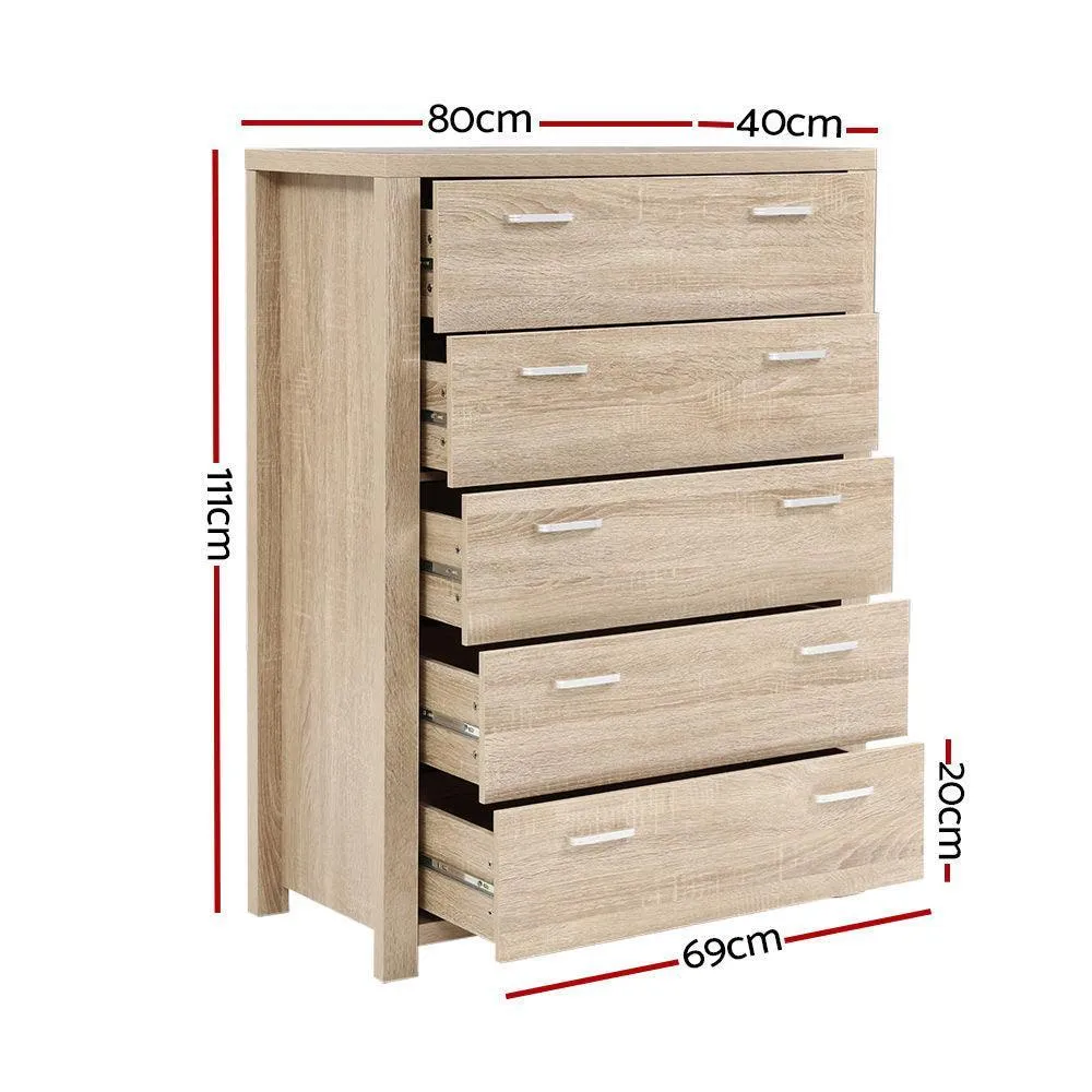 Artiss 5 Chest of Drawers Tallboy Dresser Table Bedroom Storage Cabinet