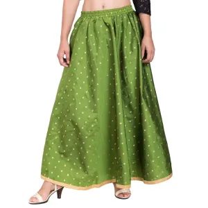 Asmaani Green Color Golden Zari Work Maxi Skirt