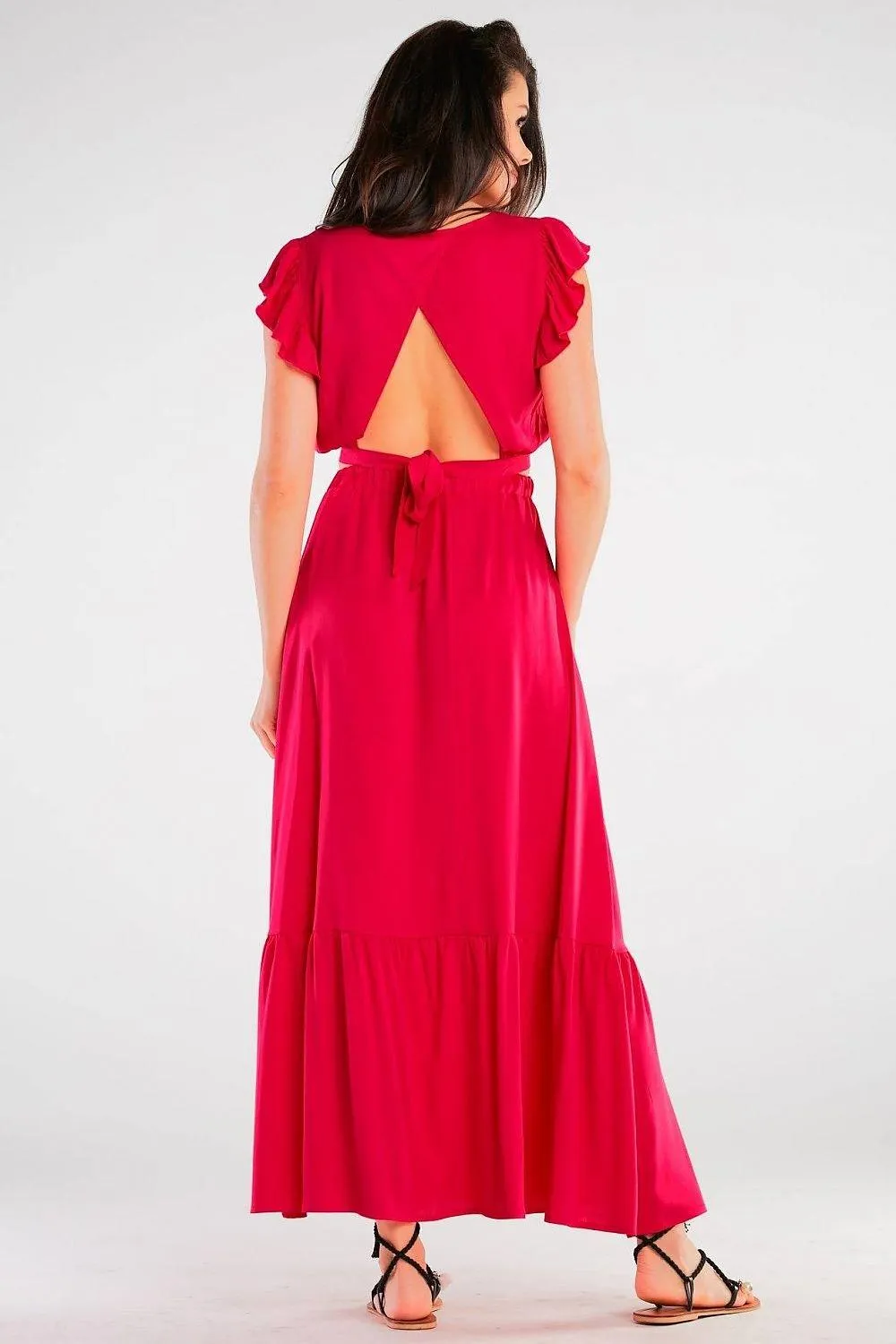 Awama elastic waist long maxi skirt