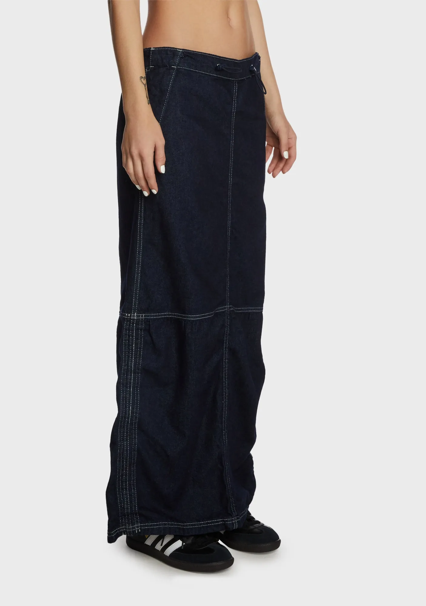 Baggy Denim Maxi Skirt