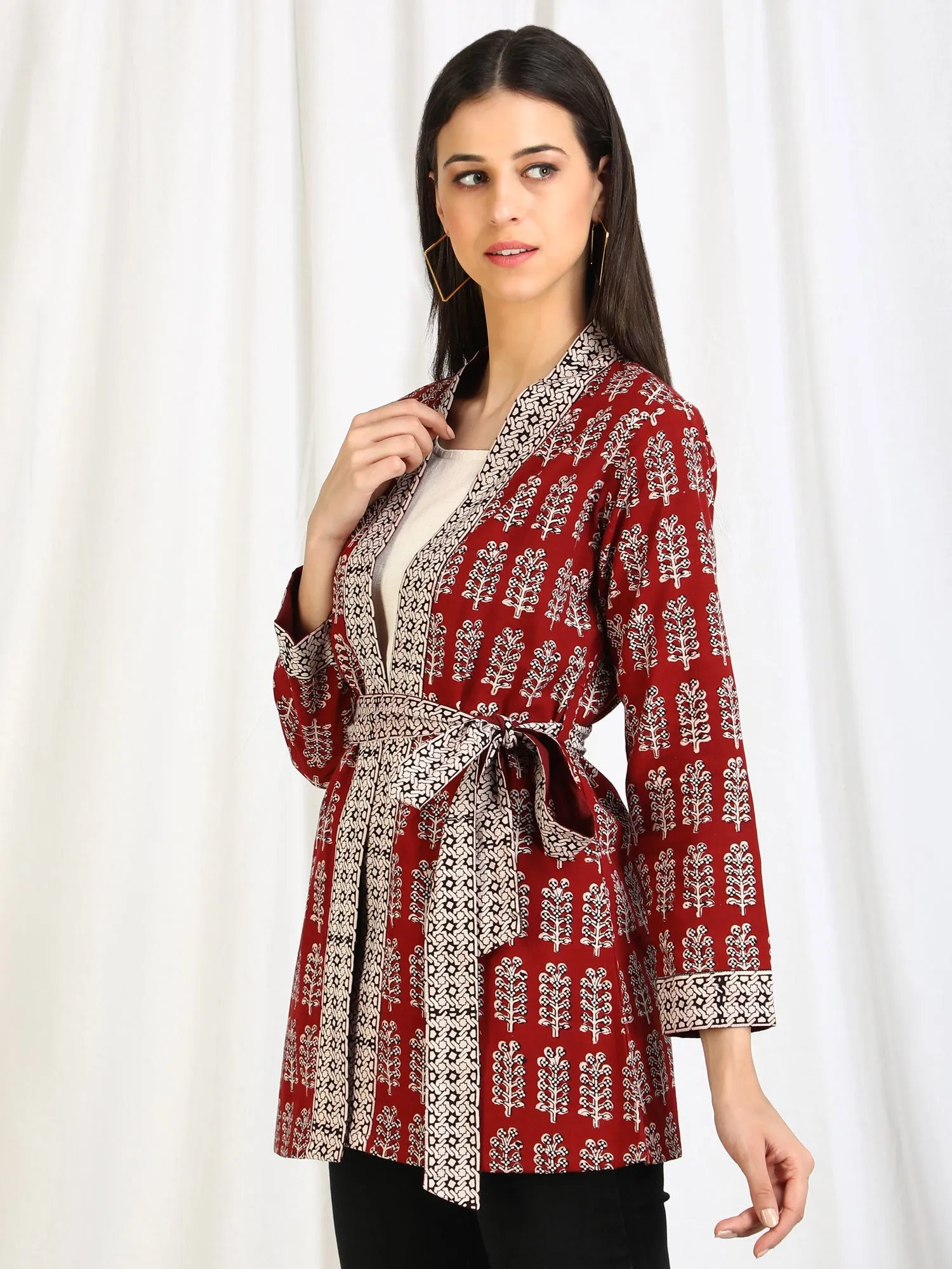 Bagh Handblocked Cotton Cape Jacket