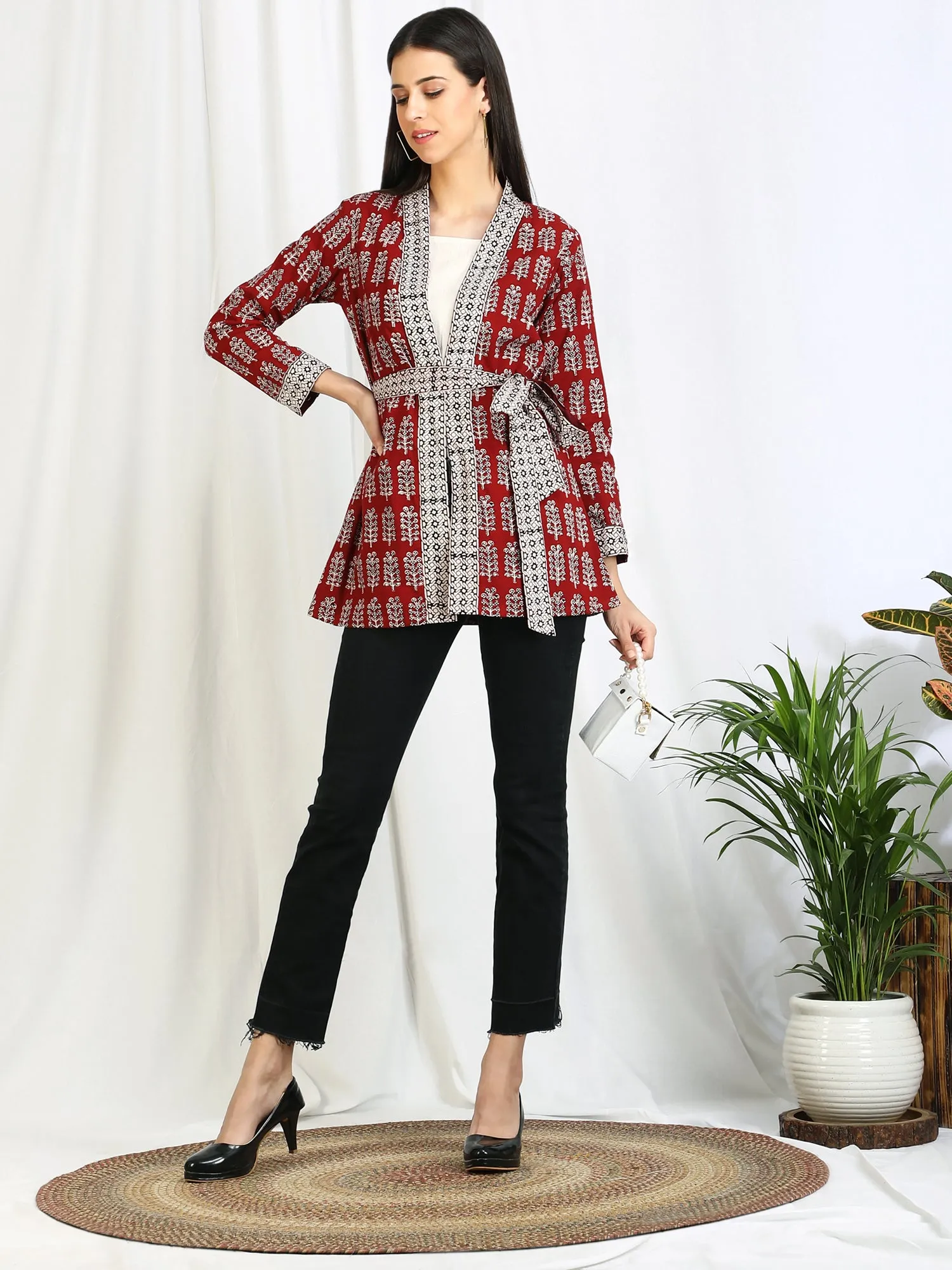 Bagh Handblocked Cotton Cape Jacket