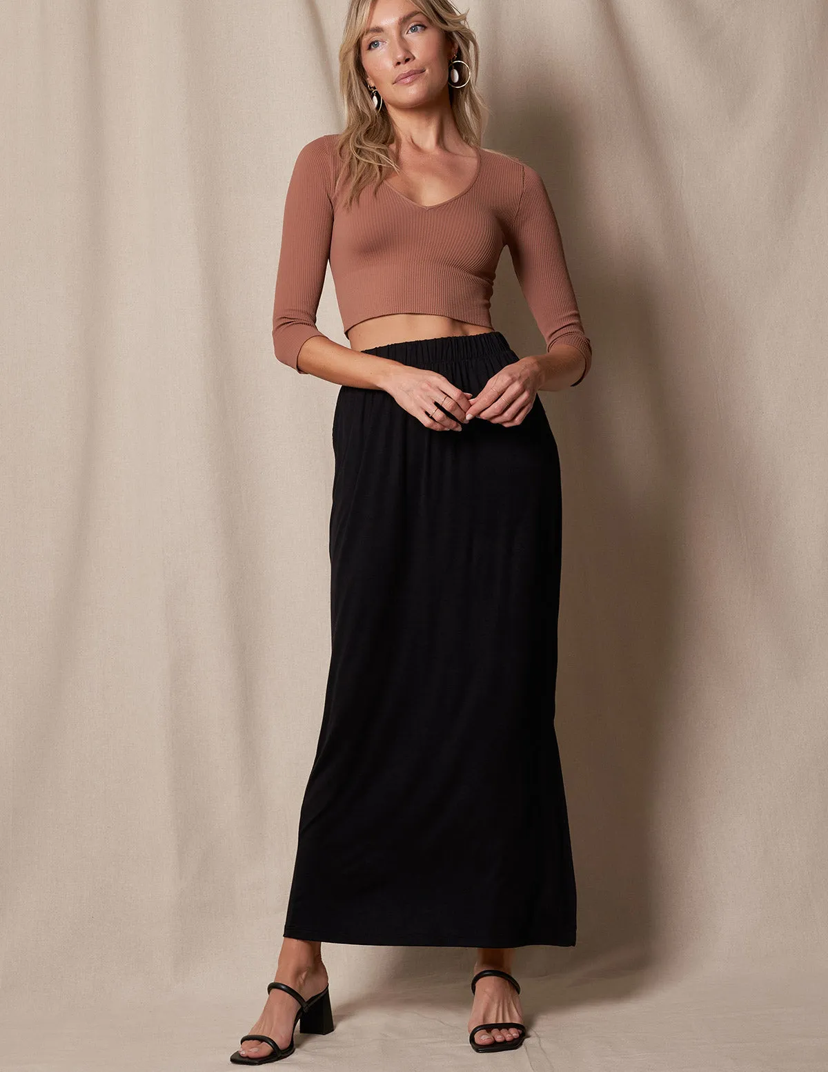 Bamboo Straight Maxi Skirt