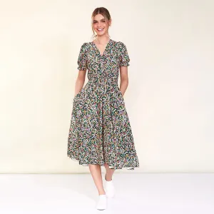 Belle Dress (Black Floral)