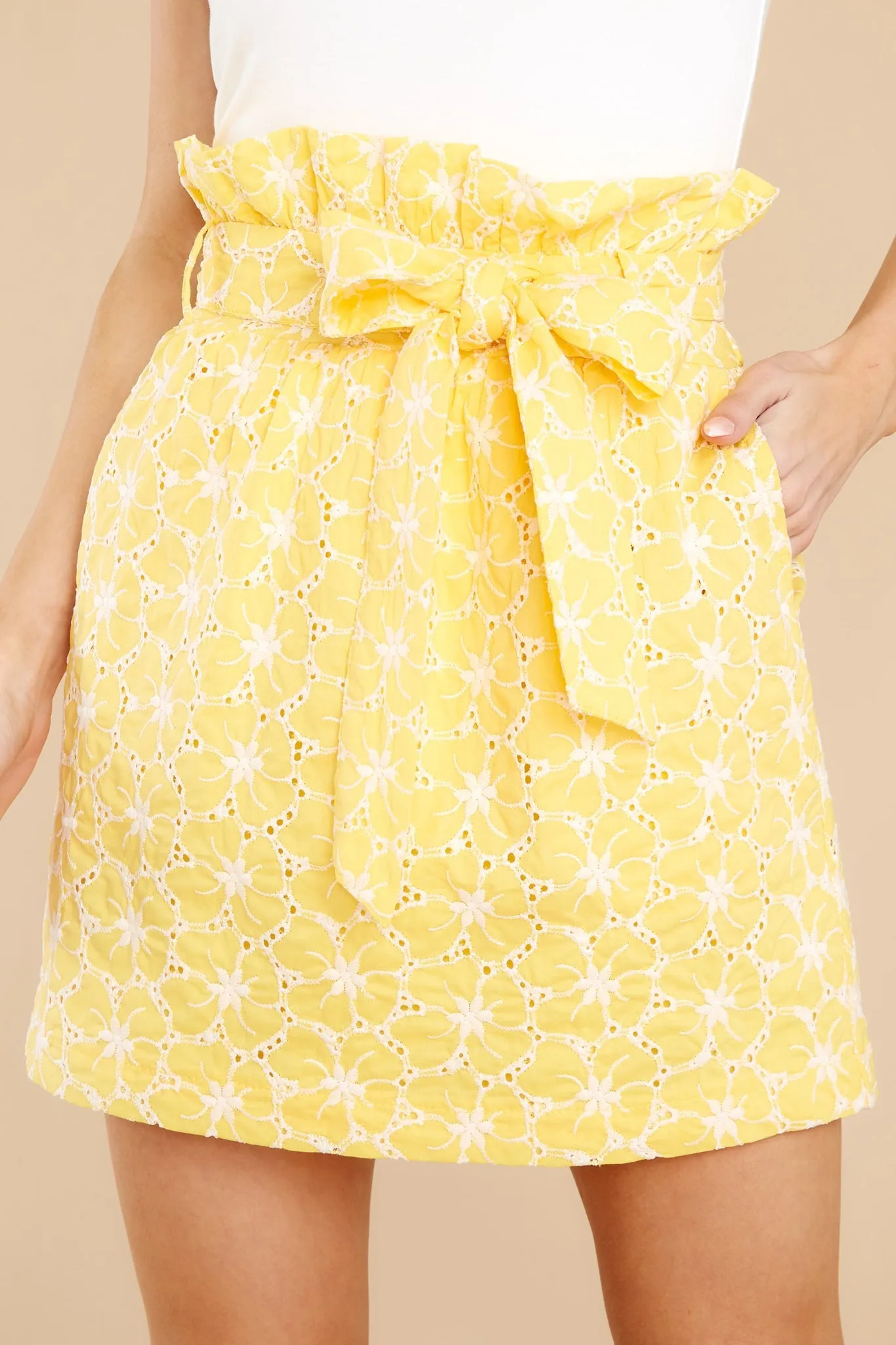 Beverly Hills Brunch Yellow Floral Print Skirt