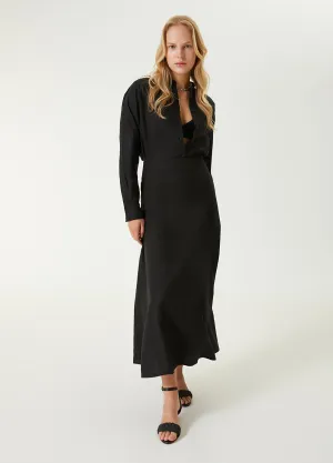 Beymen Club Maxi Linen Skirt Black