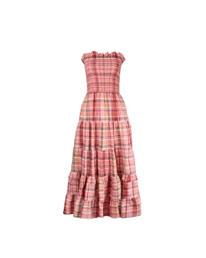 BIRD MAXI DRESS PEACHIE TARTAN