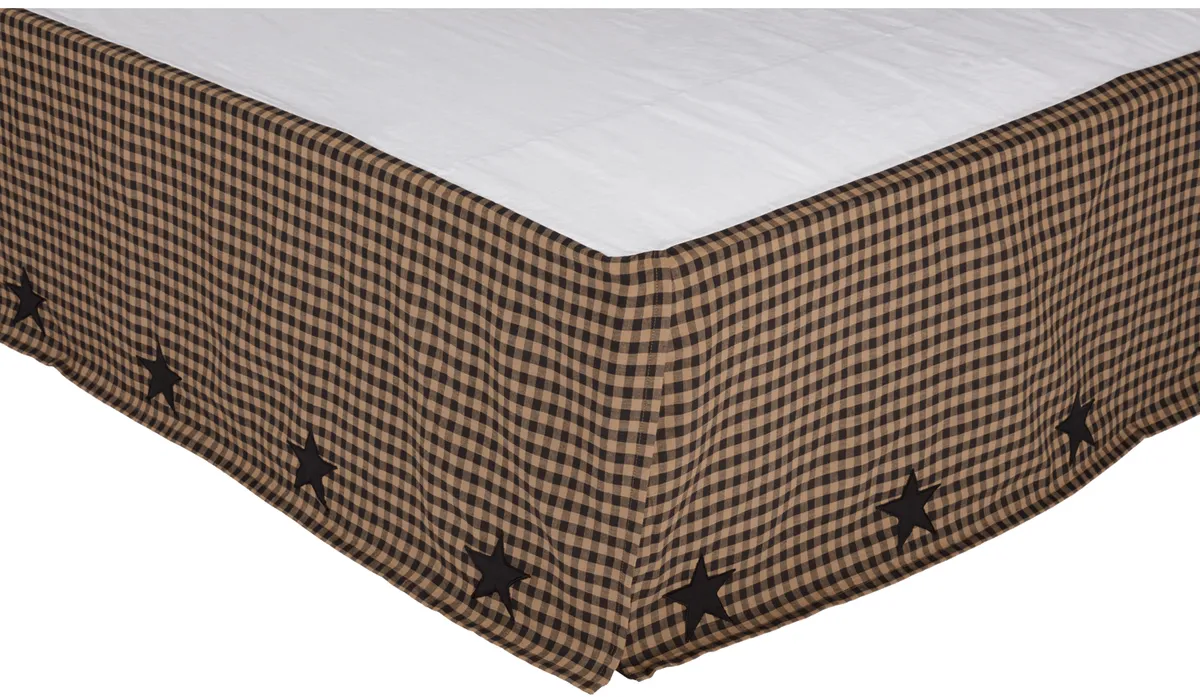 Black Check Star Queen Bed Skirt 60X80