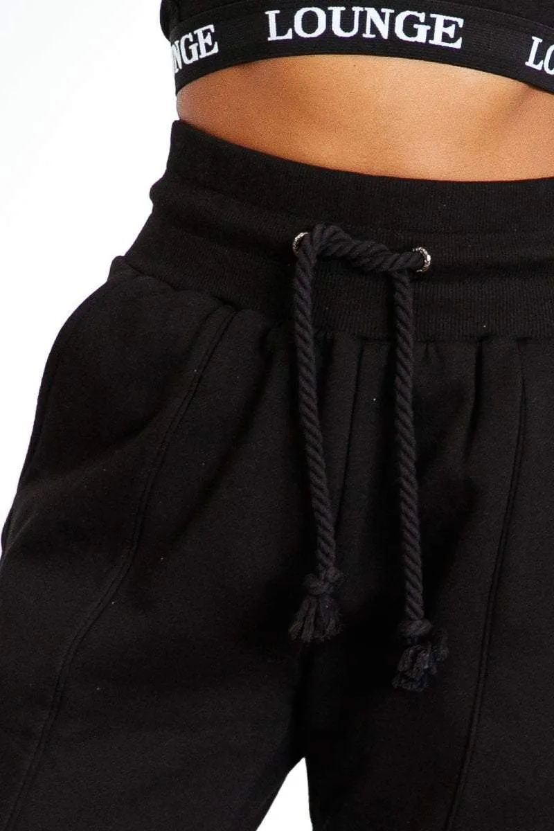 Black Rope Cord Joggers