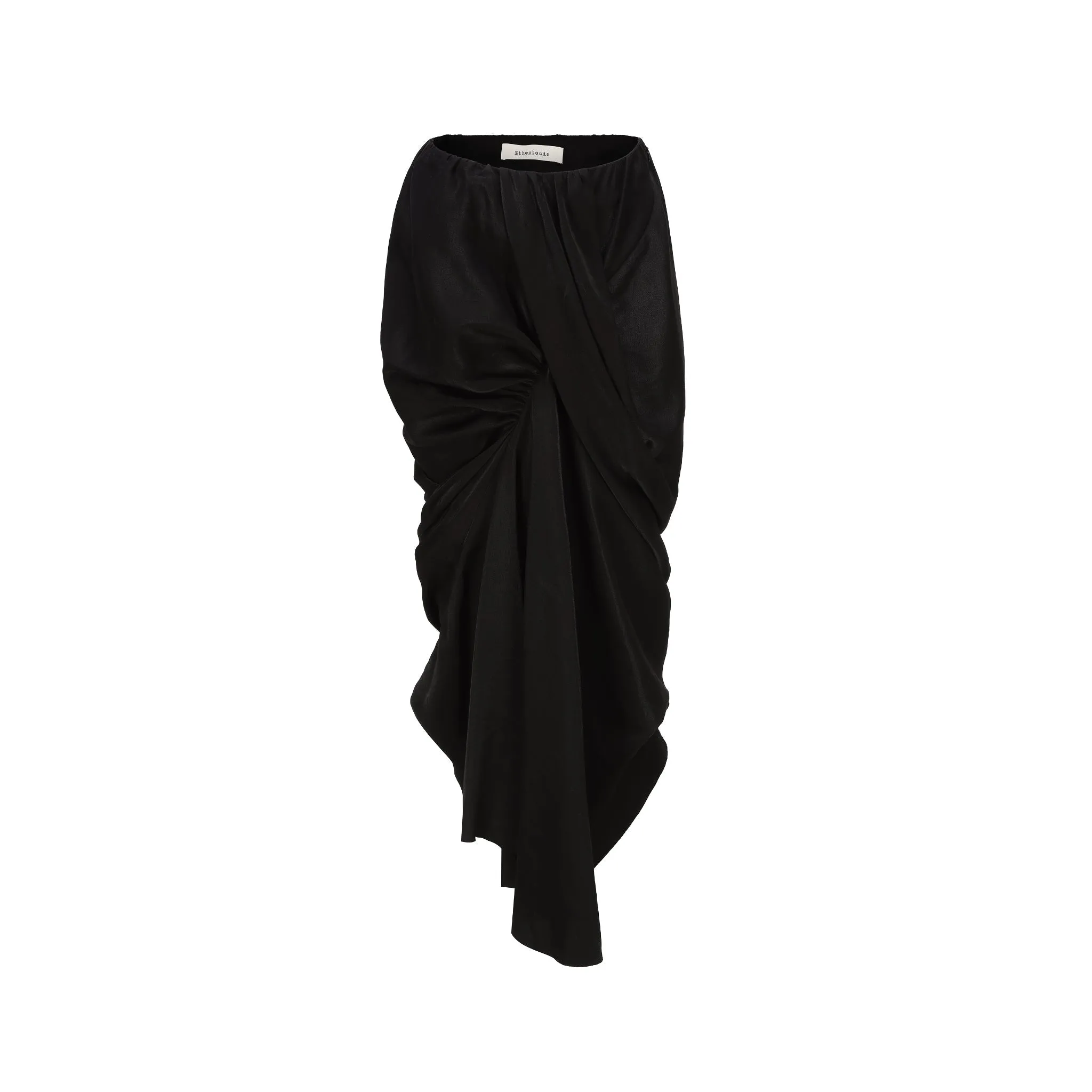 Black Twist Pleated Maxi Skirt