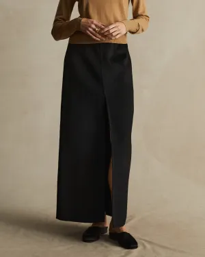 Black Wool Silk Martina Skirt