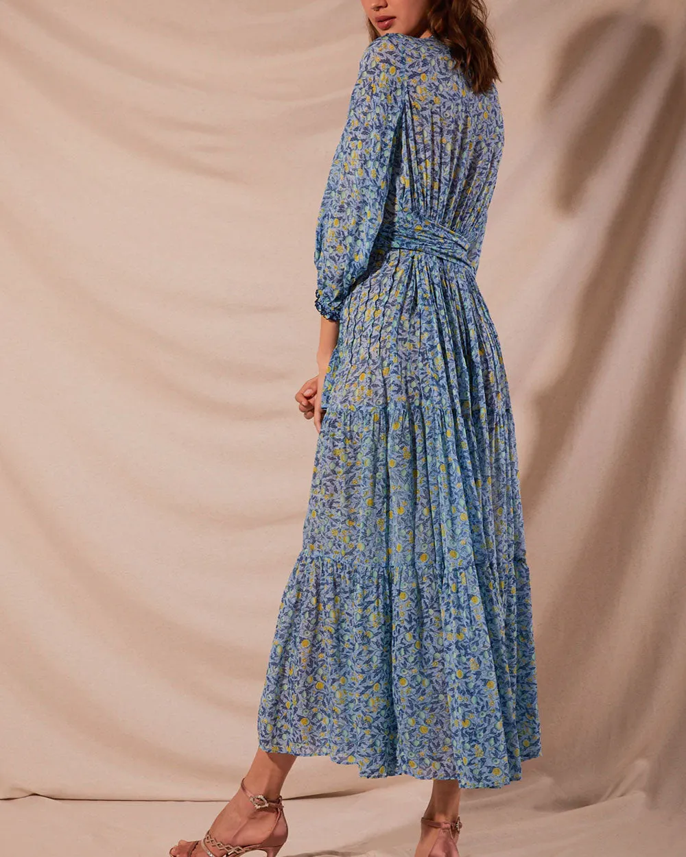 Blue and Lemon Emily Maxi Dress