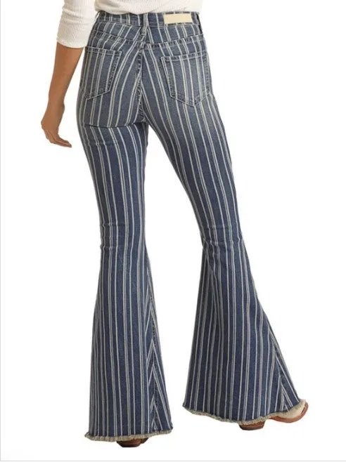 Blue Stripe Bell Bottoms Jeans