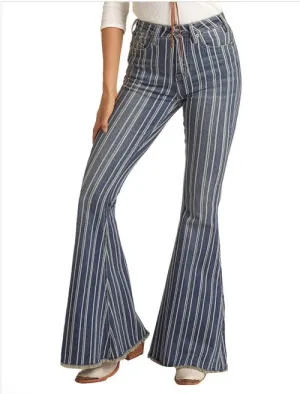 Blue Stripe Bell Bottoms Jeans