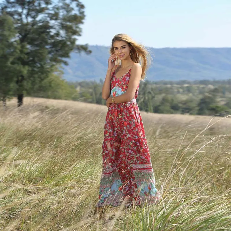 Bohemian Spaghetti Strap Floral Dress