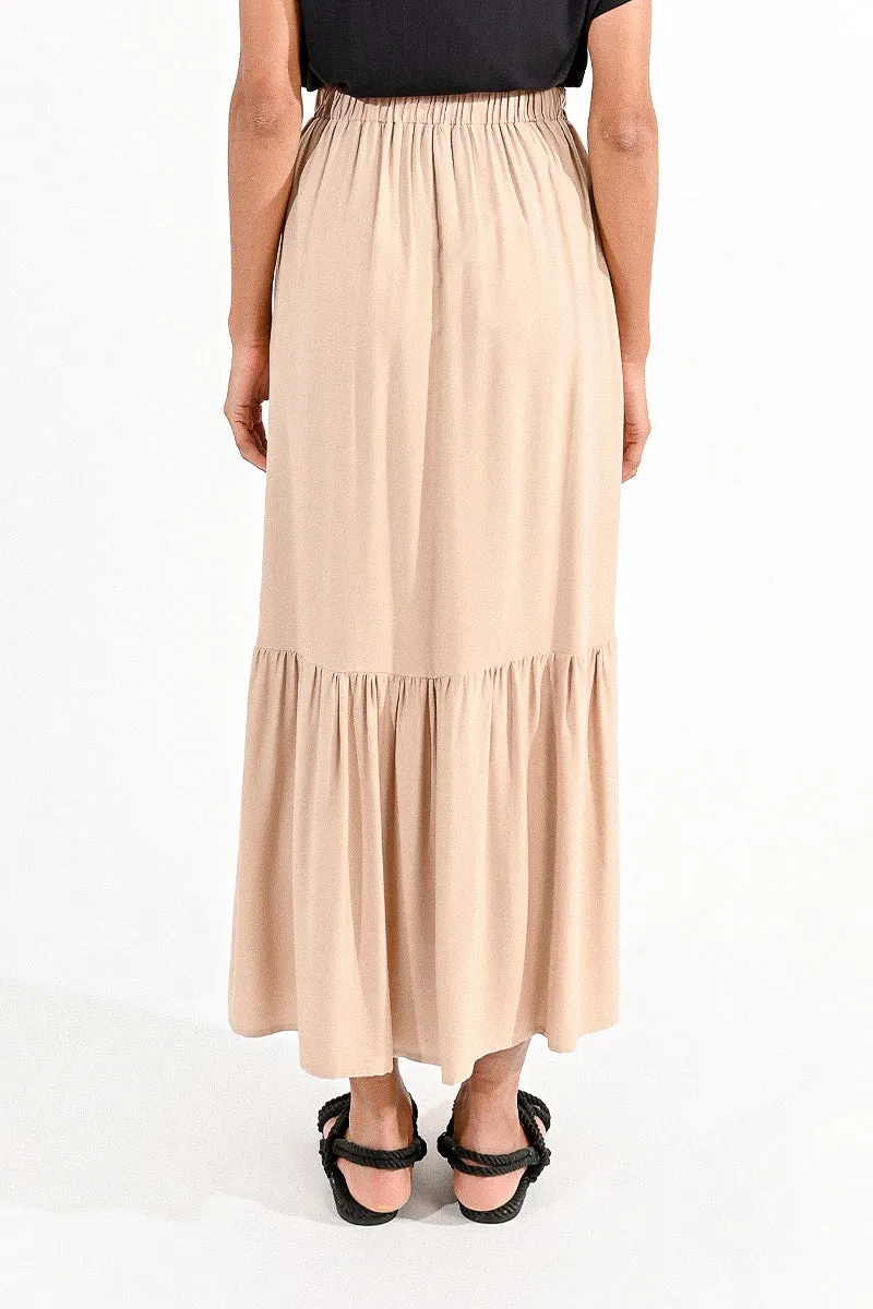 Boho Beige Midi Skirt