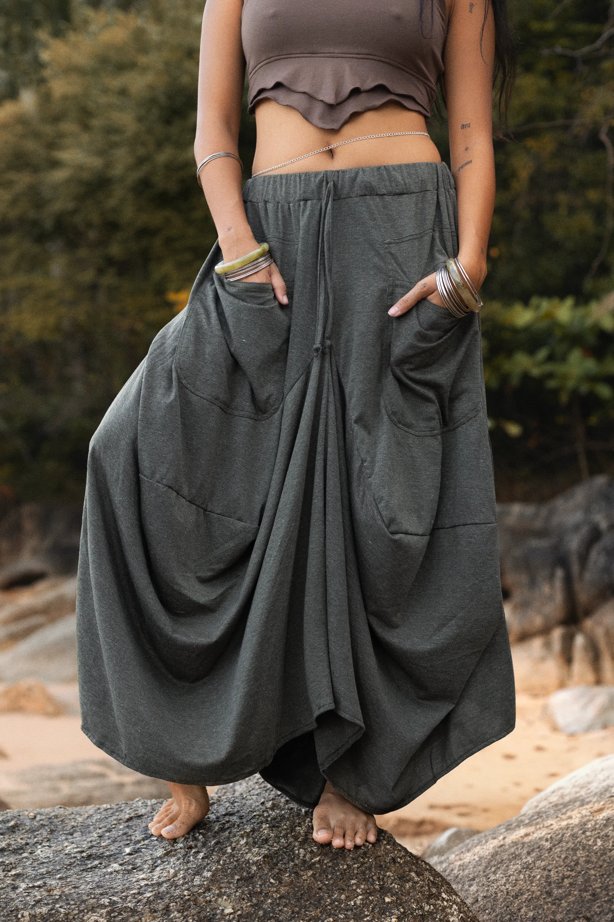 Boho Maxi Skirt Nariya Charcoal