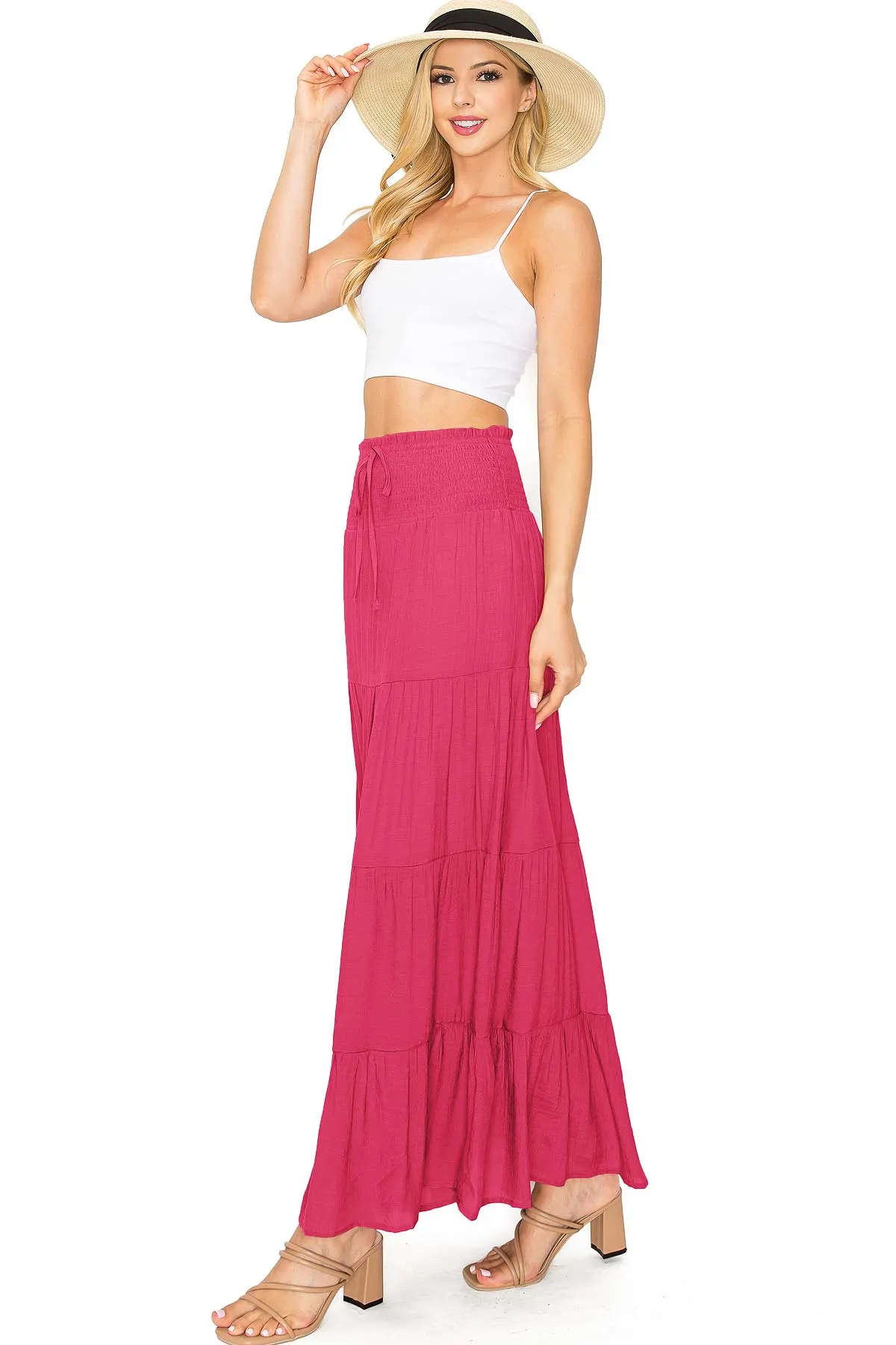 Boho Shirred Maxi Skirt