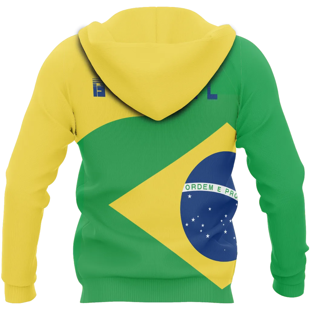 Brazil Flag Curve Concept Pullover Hoodie A0