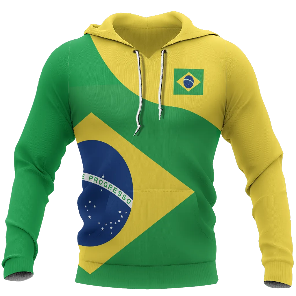 Brazil Flag Curve Concept Pullover Hoodie A0