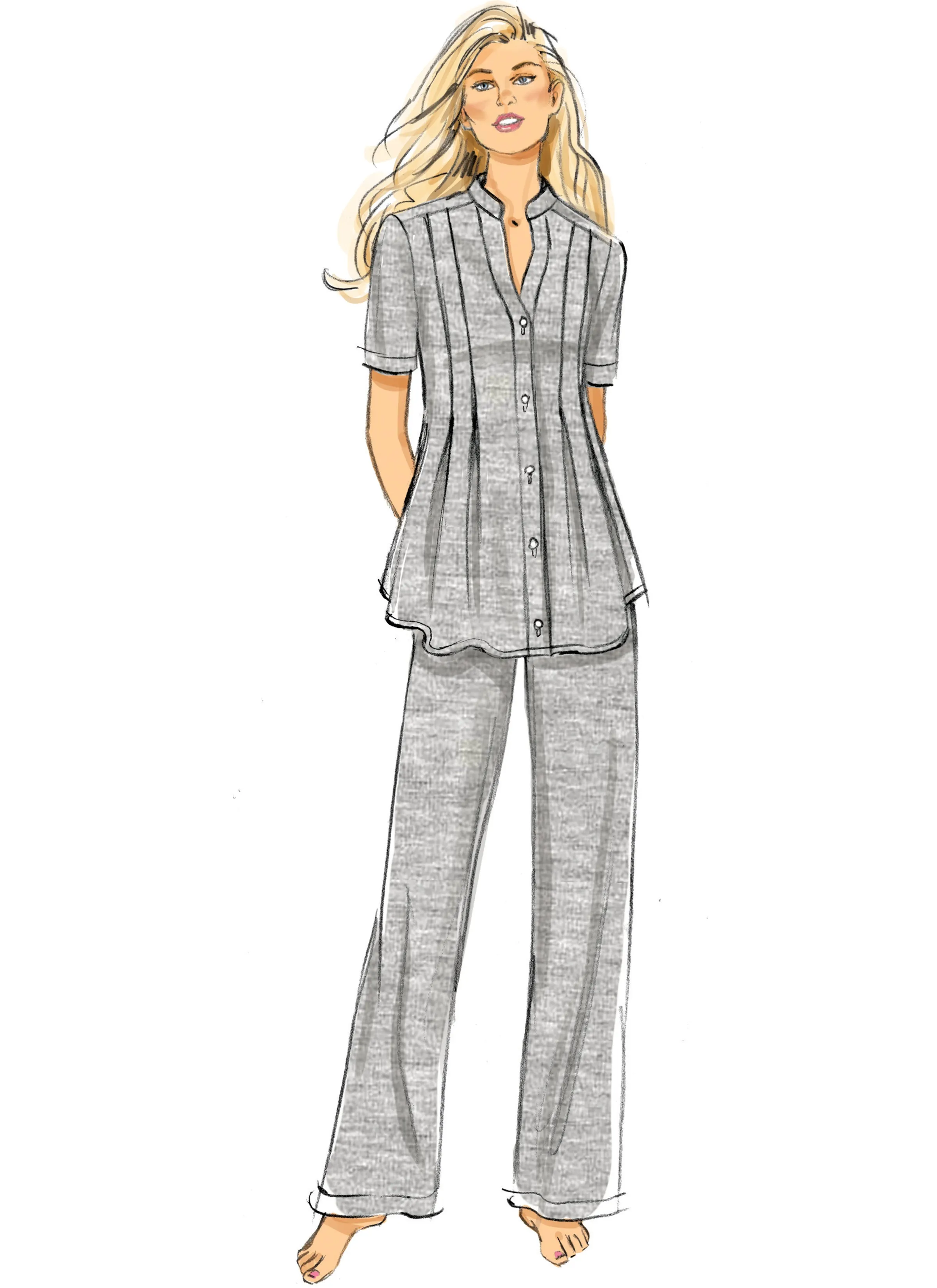 Butterick Pattern B6945 Misses' Knit Lounge Top, Dress and Pants