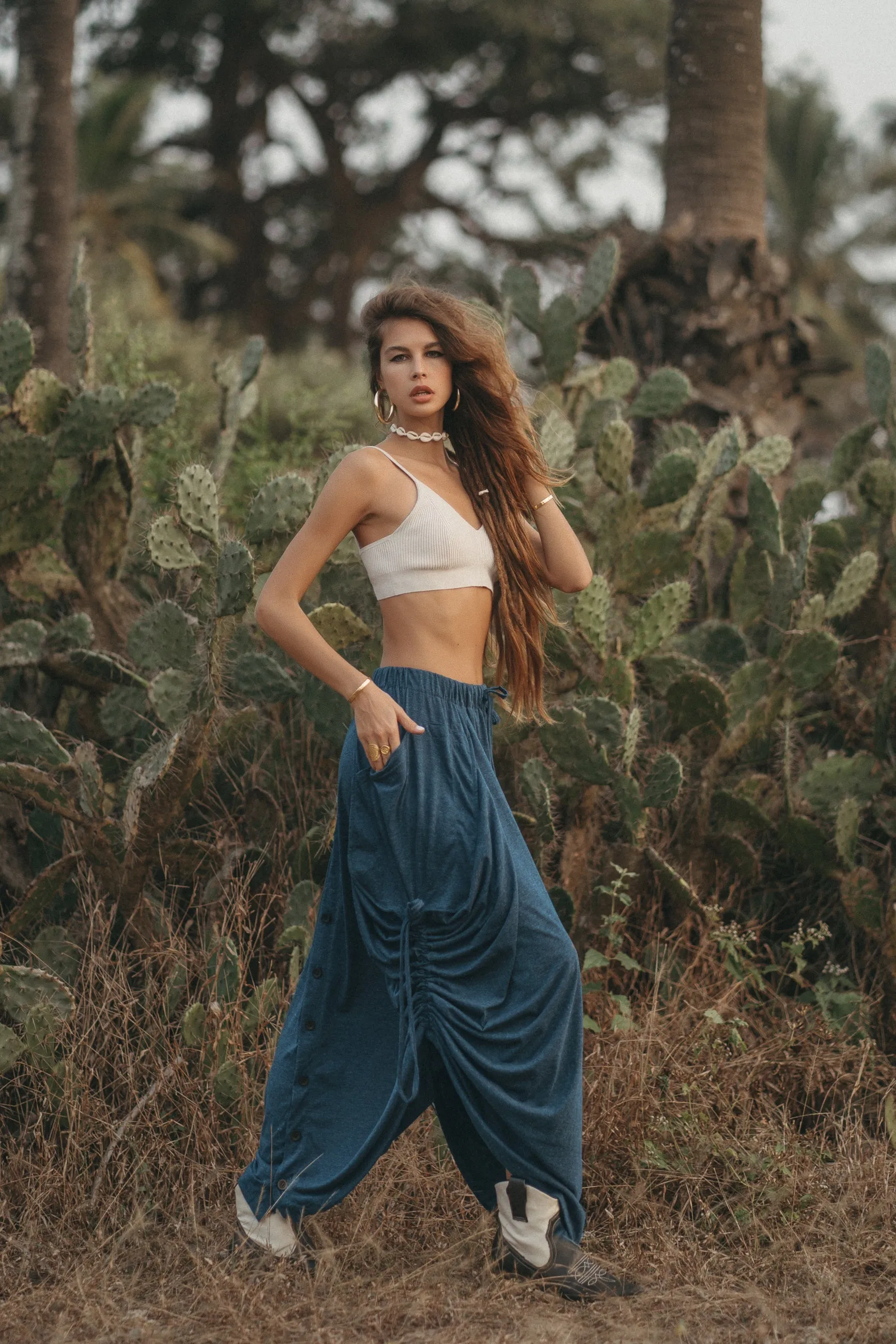 Convertible Maxi Skirt Palazzo Pants Blue