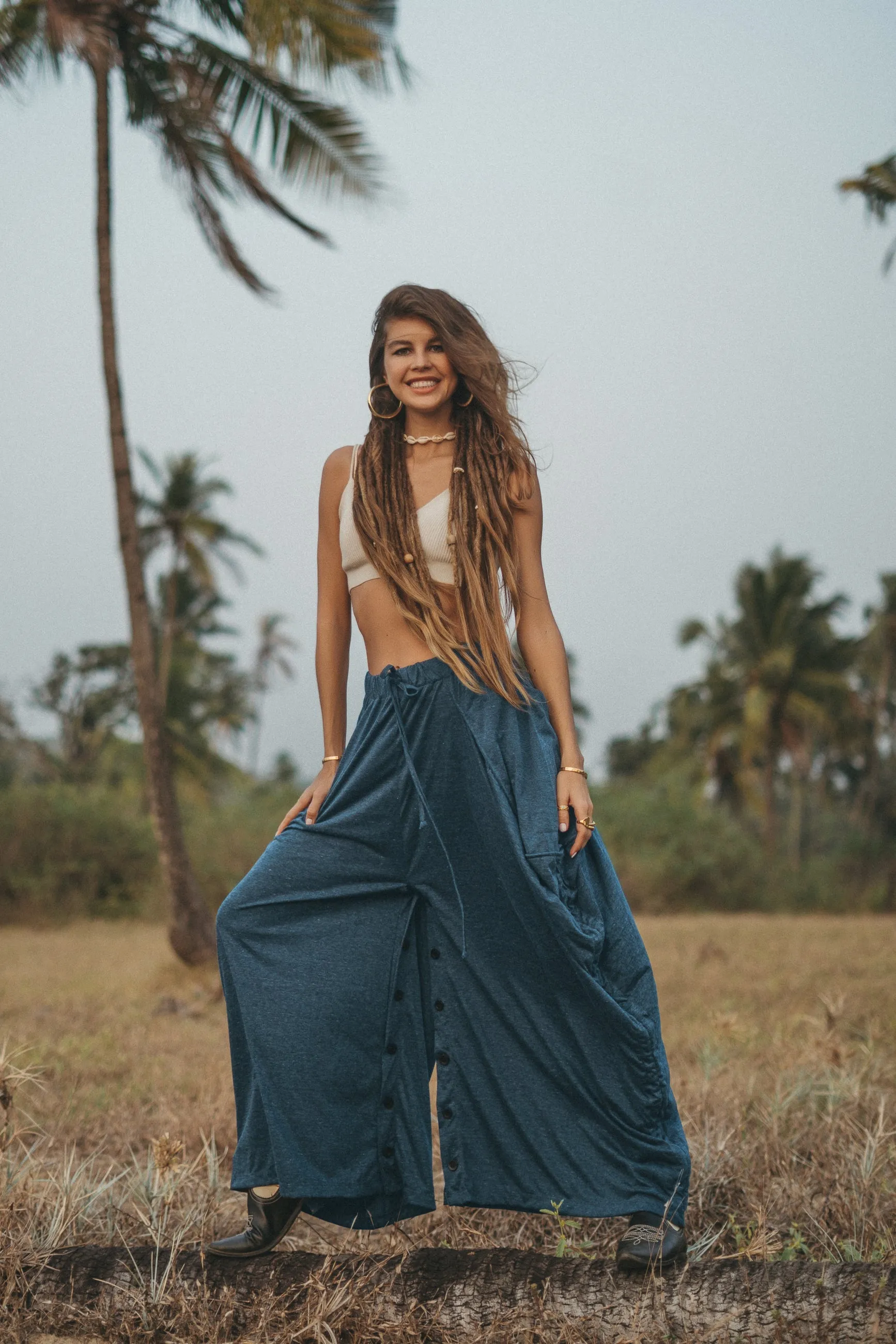 Convertible Maxi Skirt Palazzo Pants Blue