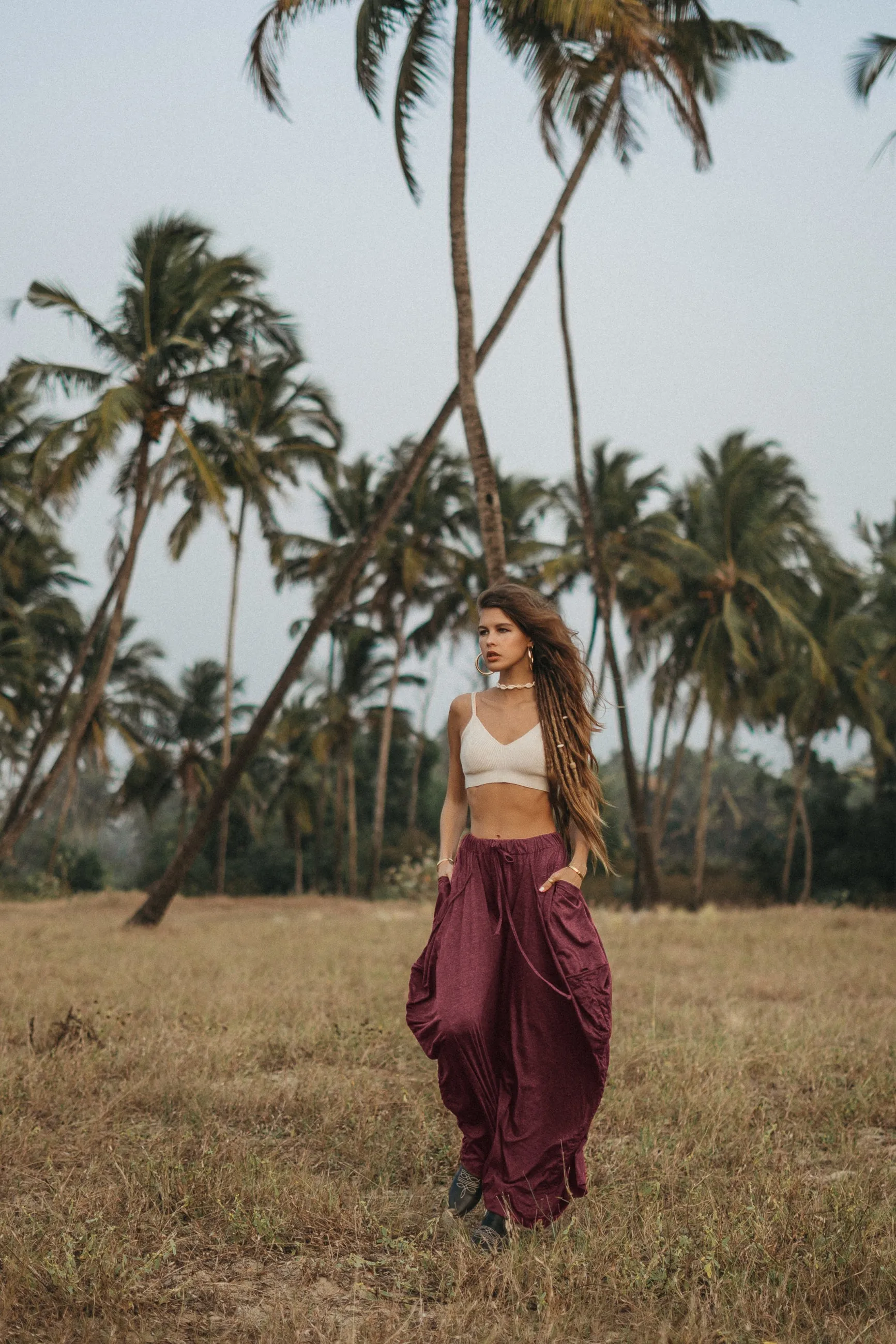 Convertible Maxi Skirt Palazzo Pants Red