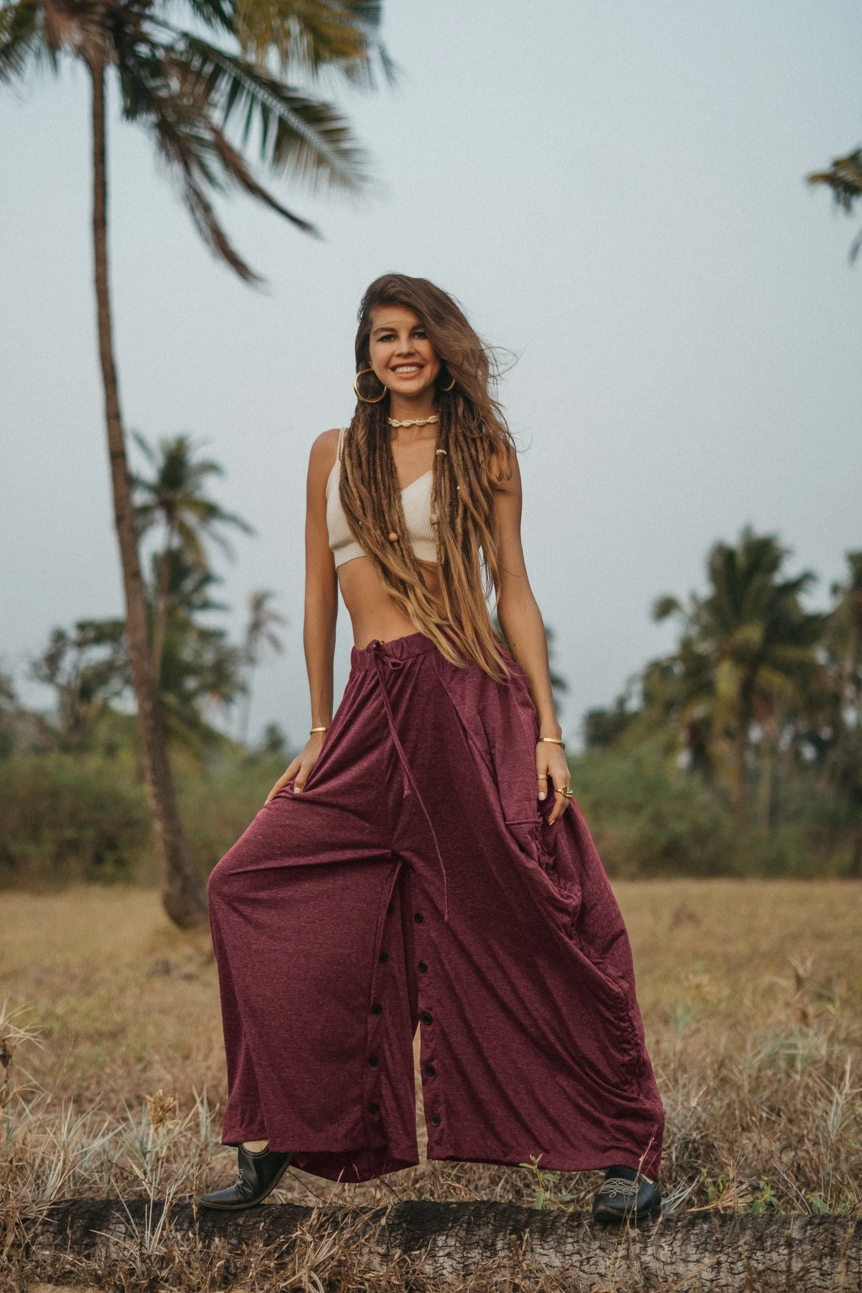 Convertible Maxi Skirt Palazzo Pants Red