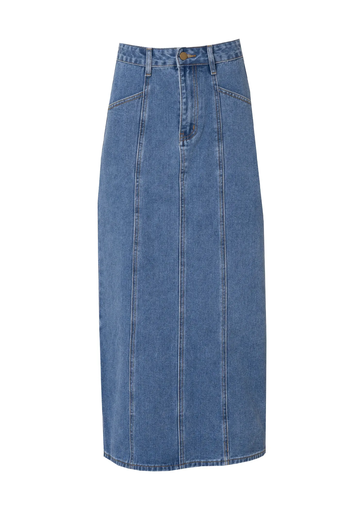 Dark Blue Straight Denim Skirt