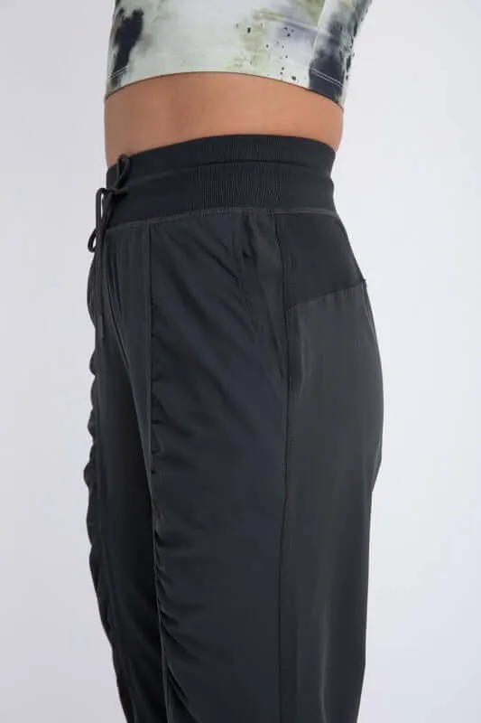 Dark Olive Green Ruched Front Active Joggers