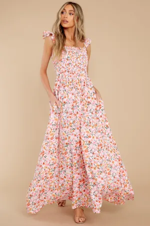 Delightful Darling Pink Multi Floral Print Maxi Dress