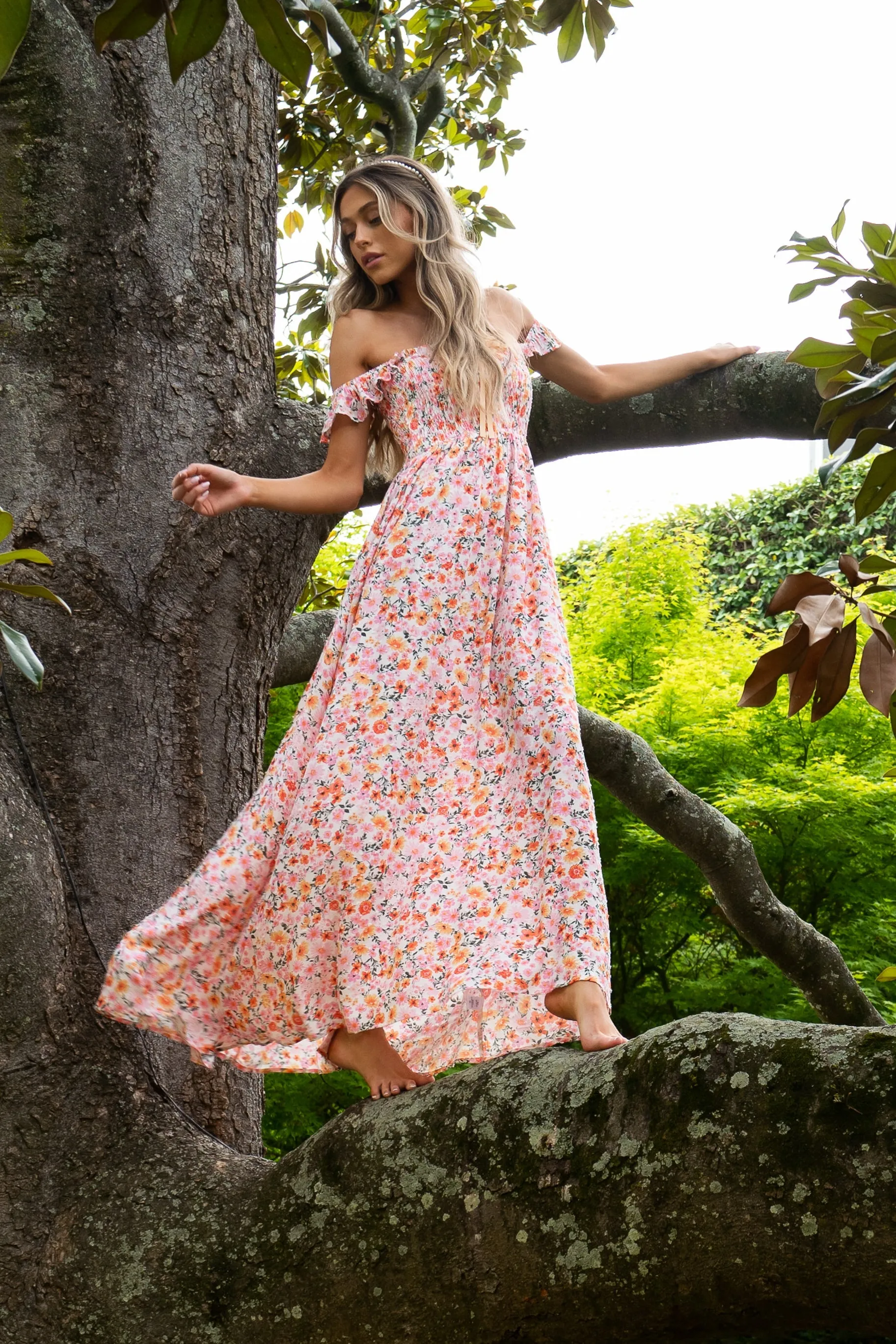 Delightful Darling Pink Multi Floral Print Maxi Dress